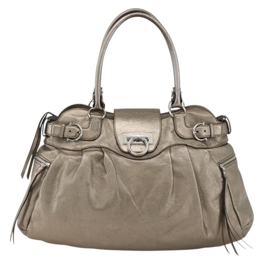 Salvatore Ferragamo Leather Gancini Handbag White
